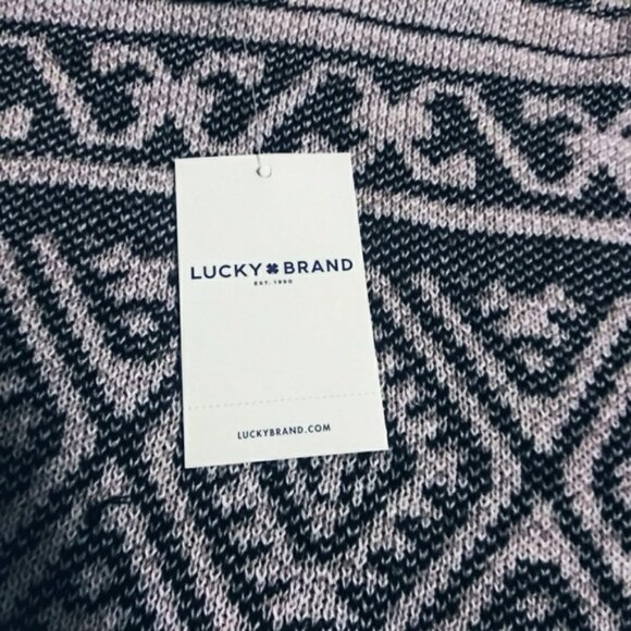 Lucky Brand Drape Front Jacquard Long Cardigan 1X Multicolor Black Beige BOHO - Picture 8 of 8